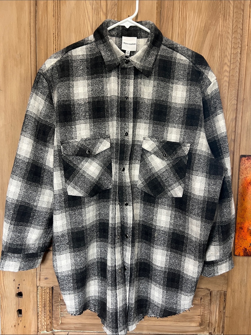 Skyler & Madison Black & White Plaid Flannel Jacket Shirt